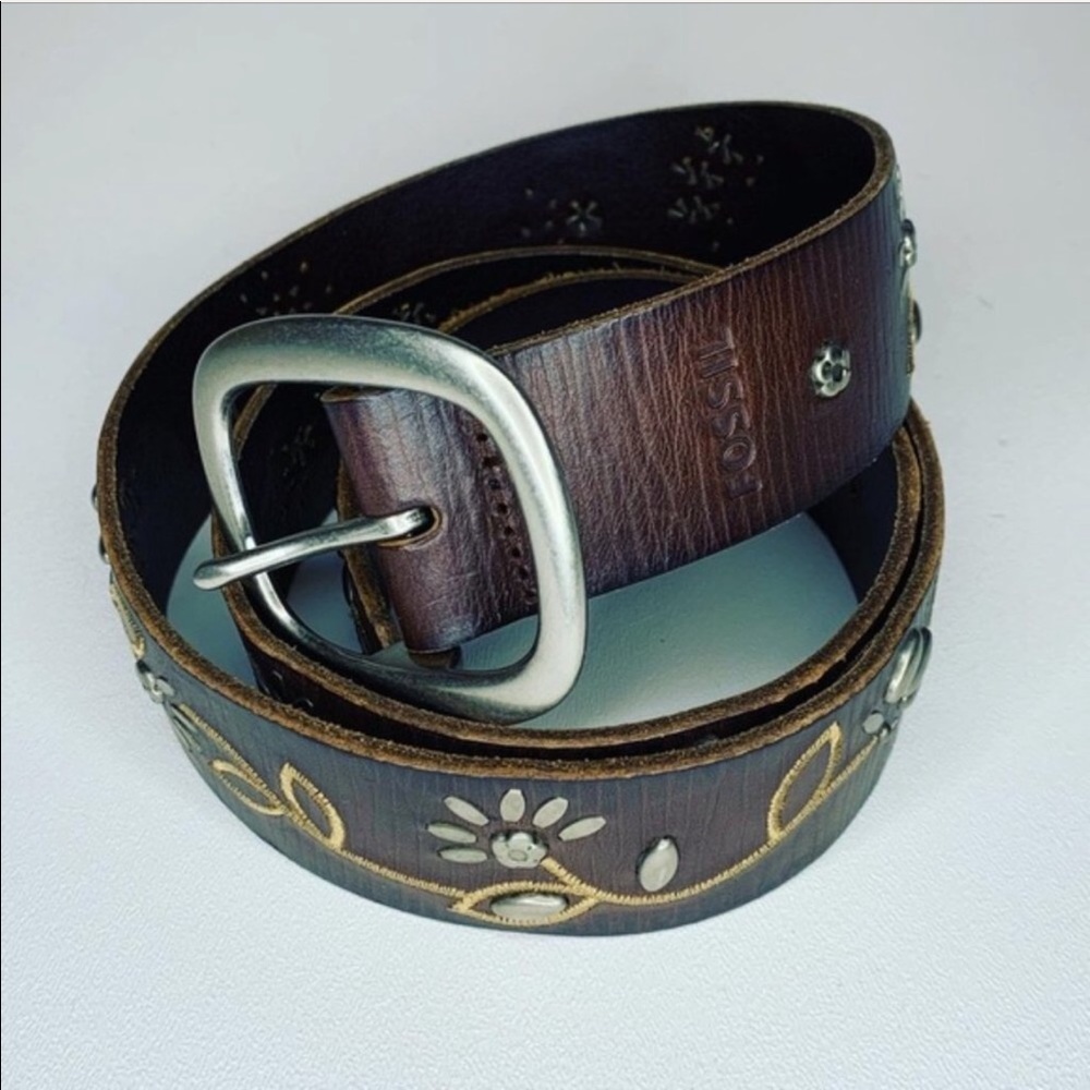 Fossil Floral Leather Belt